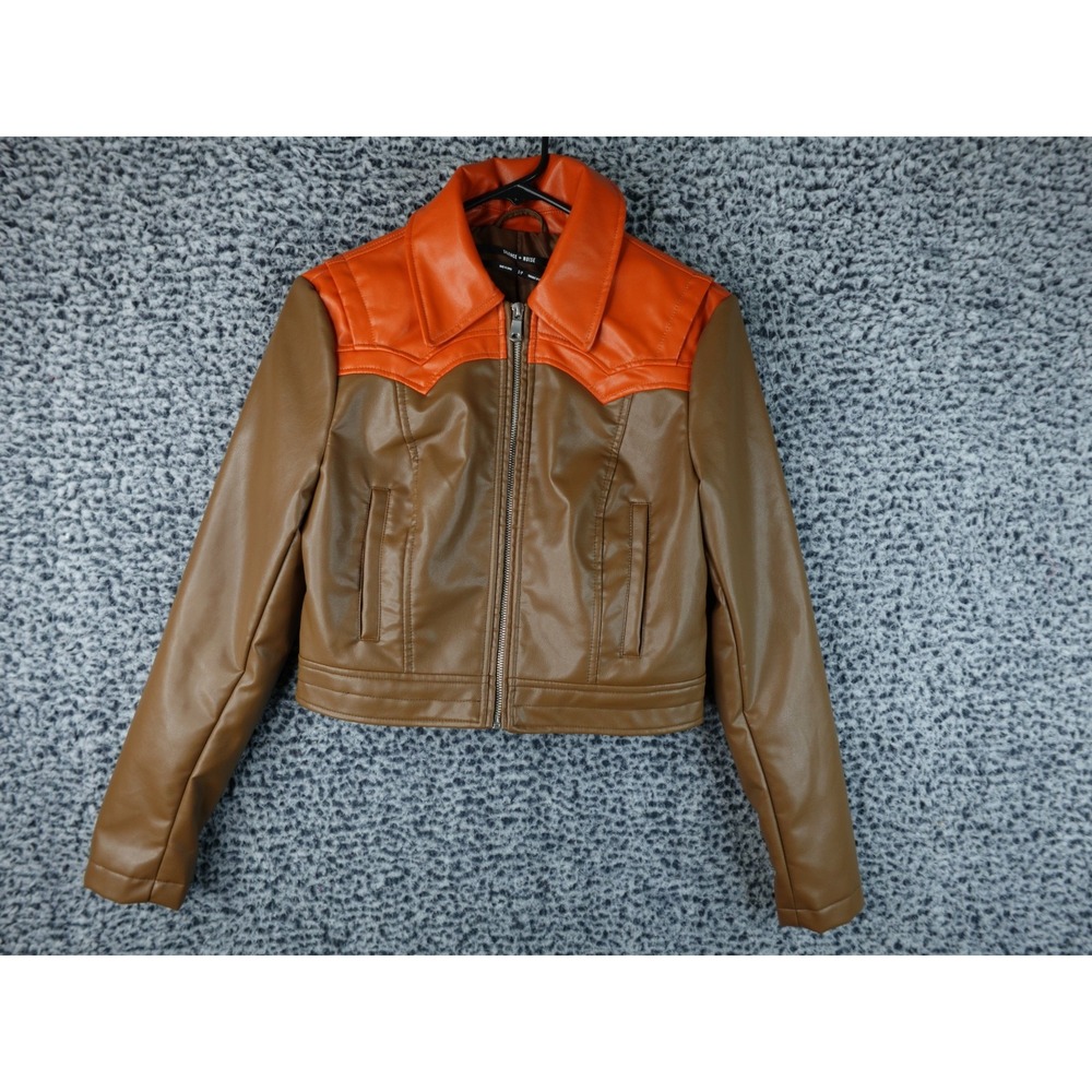 Silence & Noise Silence + Noise Mariah‎ Faux Leather Western Jacket in Brown S